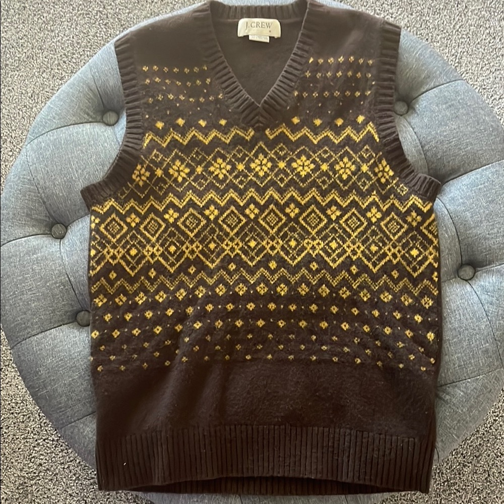 J. Crew Men's Vintage Brown/Gold Sweater Vest